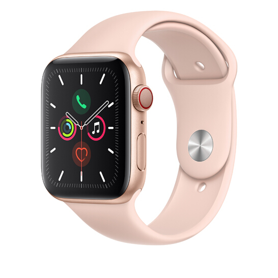 Apple Watch Series 5智能手表（GPS+蜂窝款 44毫米金色铝金属表壳 粉砂色运动型表带 MWWD2CH/A)